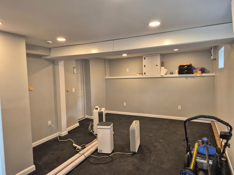 Basement walls finished and ready for paint